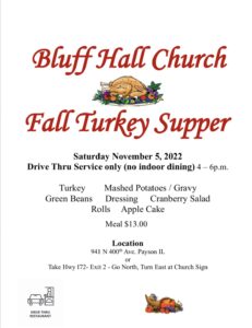 Bluff Hall Turkey Supper Flyer